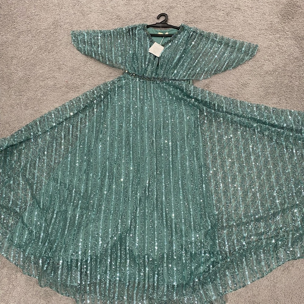 Elegant Teal Sequin Gown size s new with